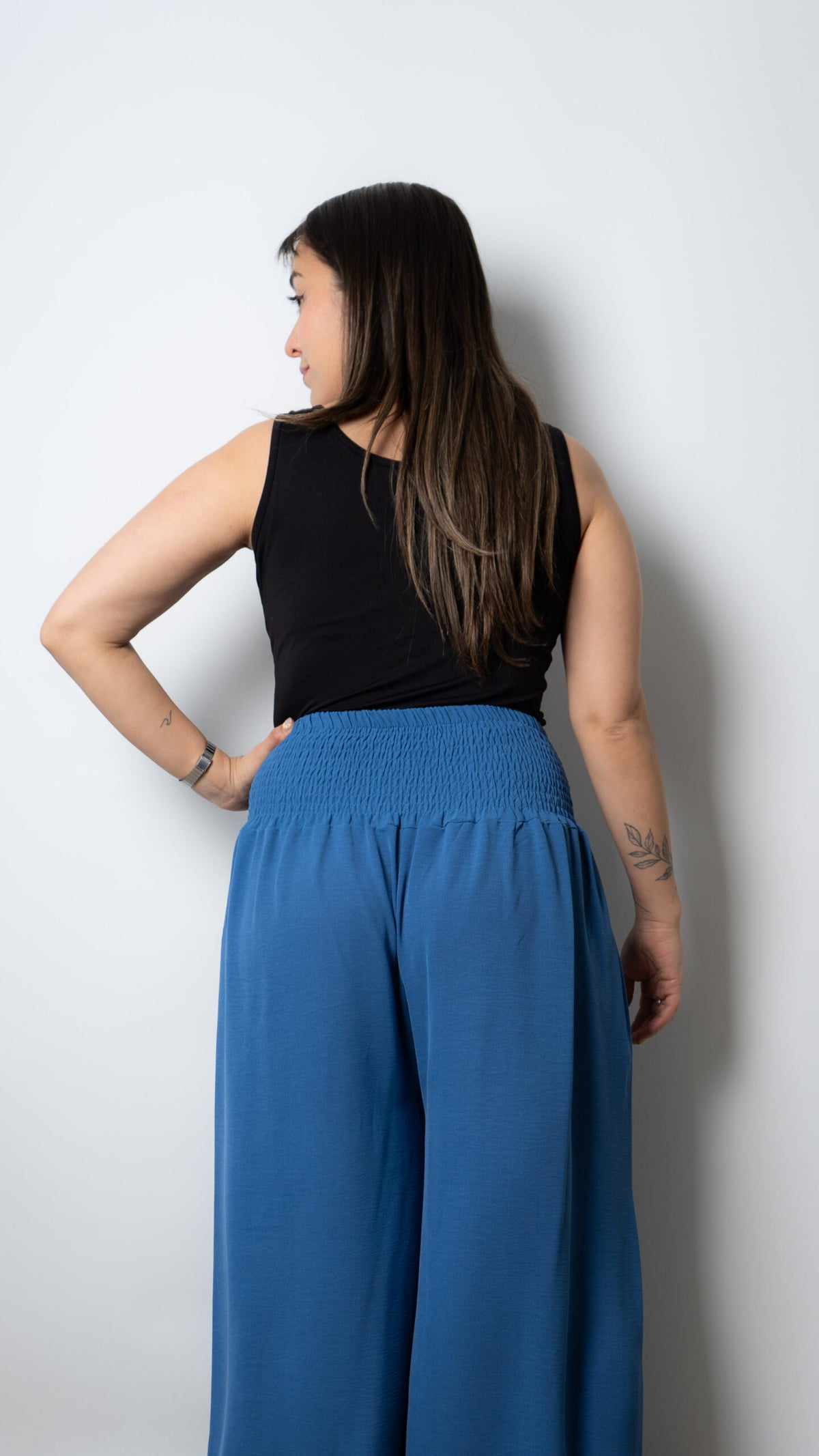 Pantalon panal con botones - Azul