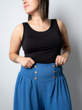 Pantalon panal con botones - Azul