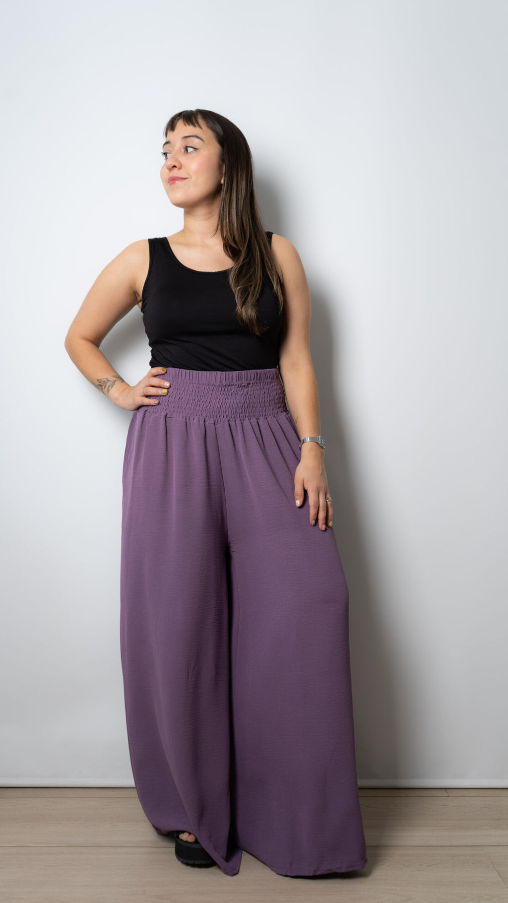 Pantalon palazo panal - Lila