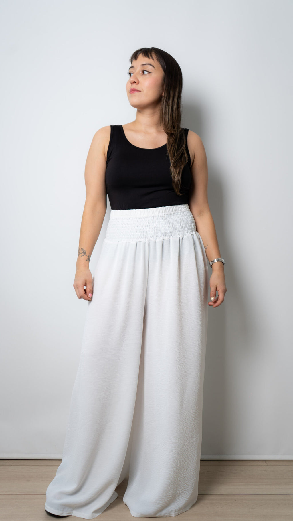 Pantalon palazo panal - Blanco