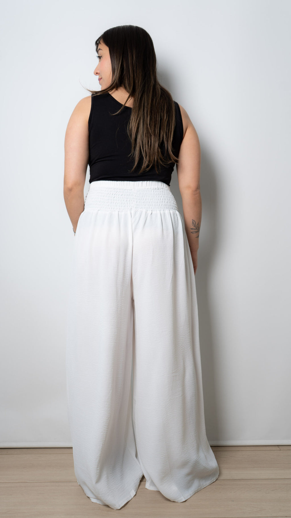 Pantalon palazo panal - Blanco