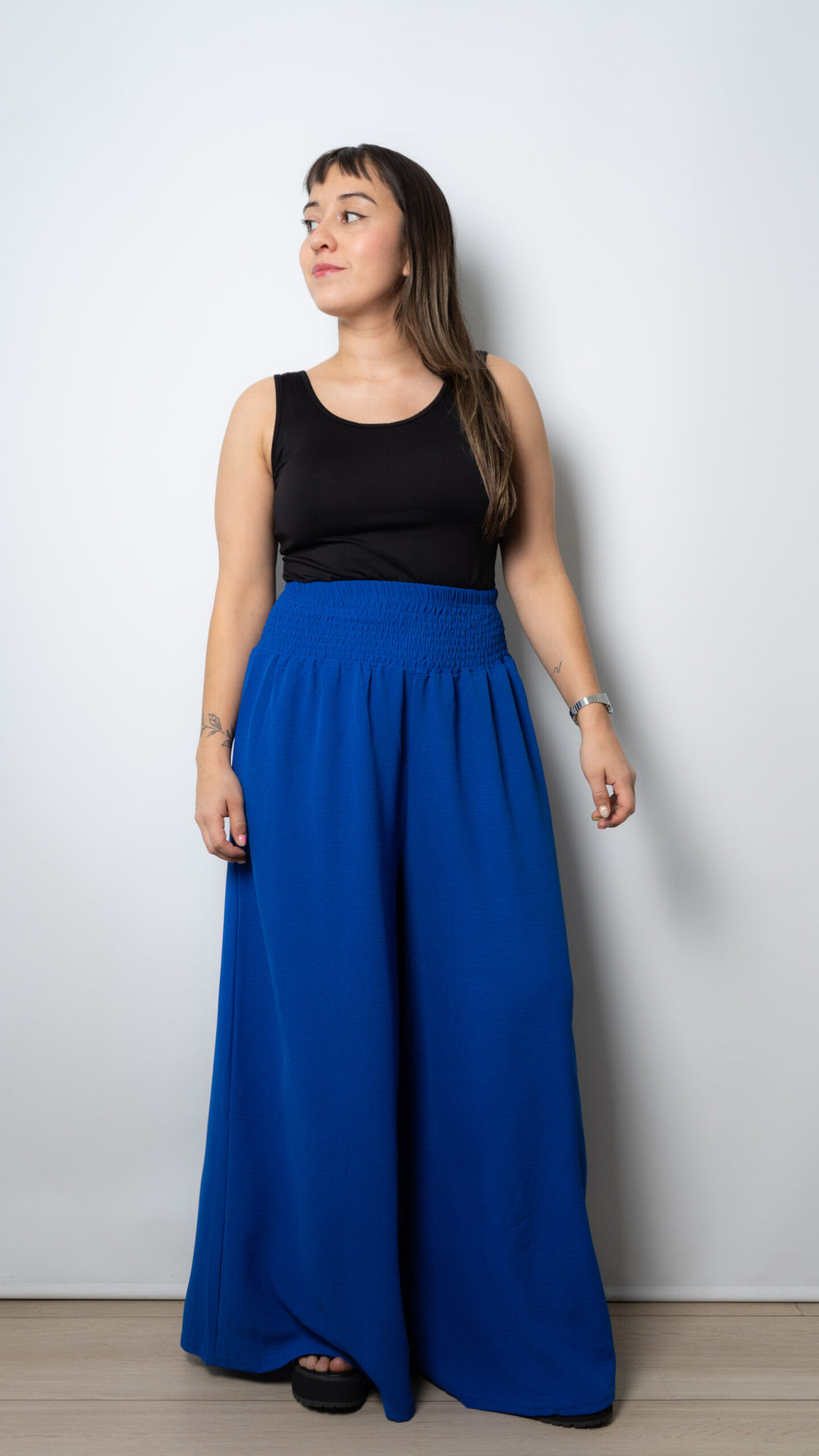 Pantalon palazo panal - Azul