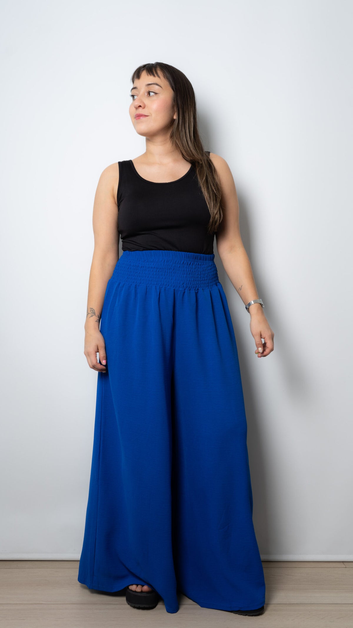 Pantalon palazo panal - Azul