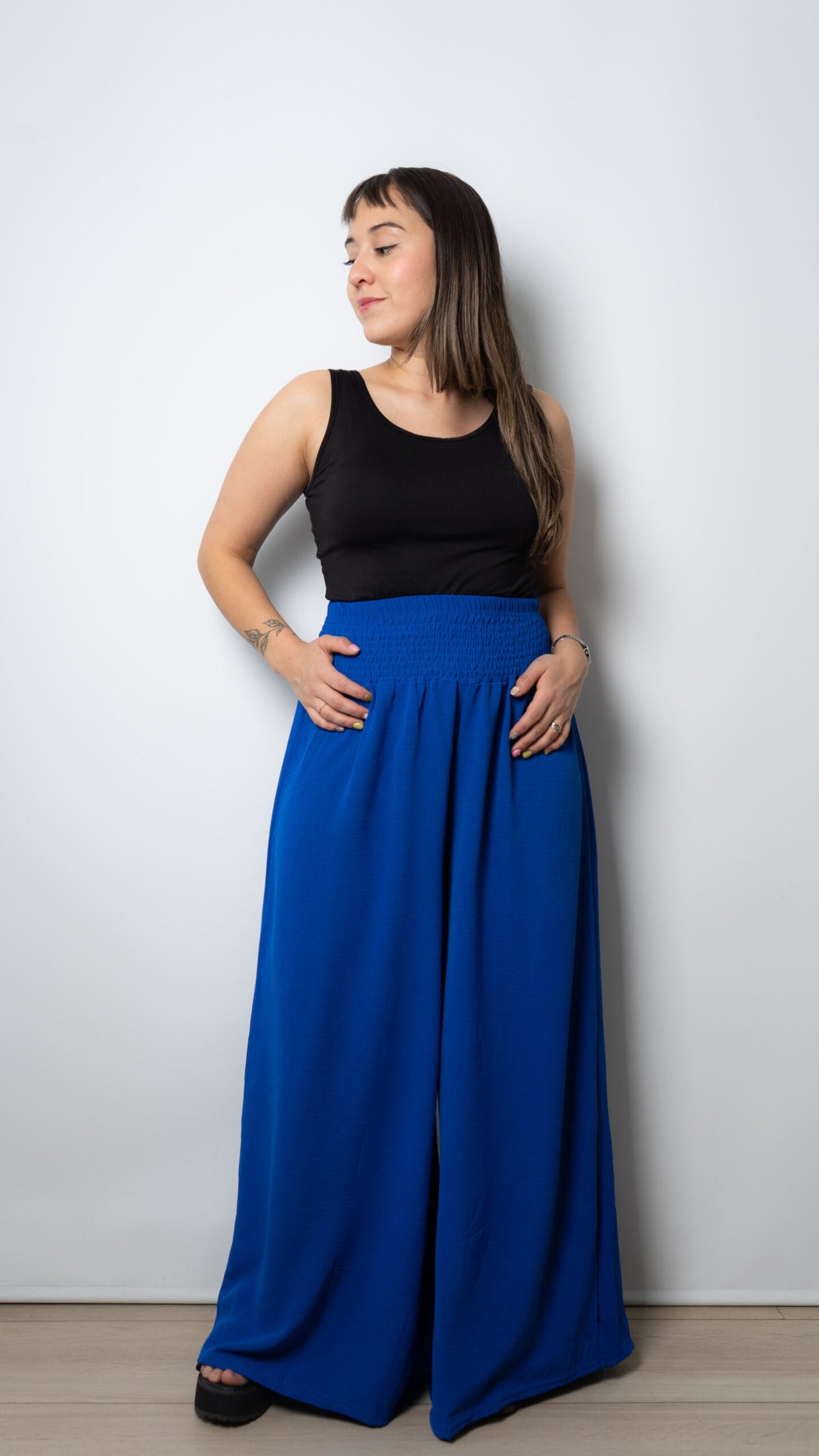 Pantalon palazo panal - Azul