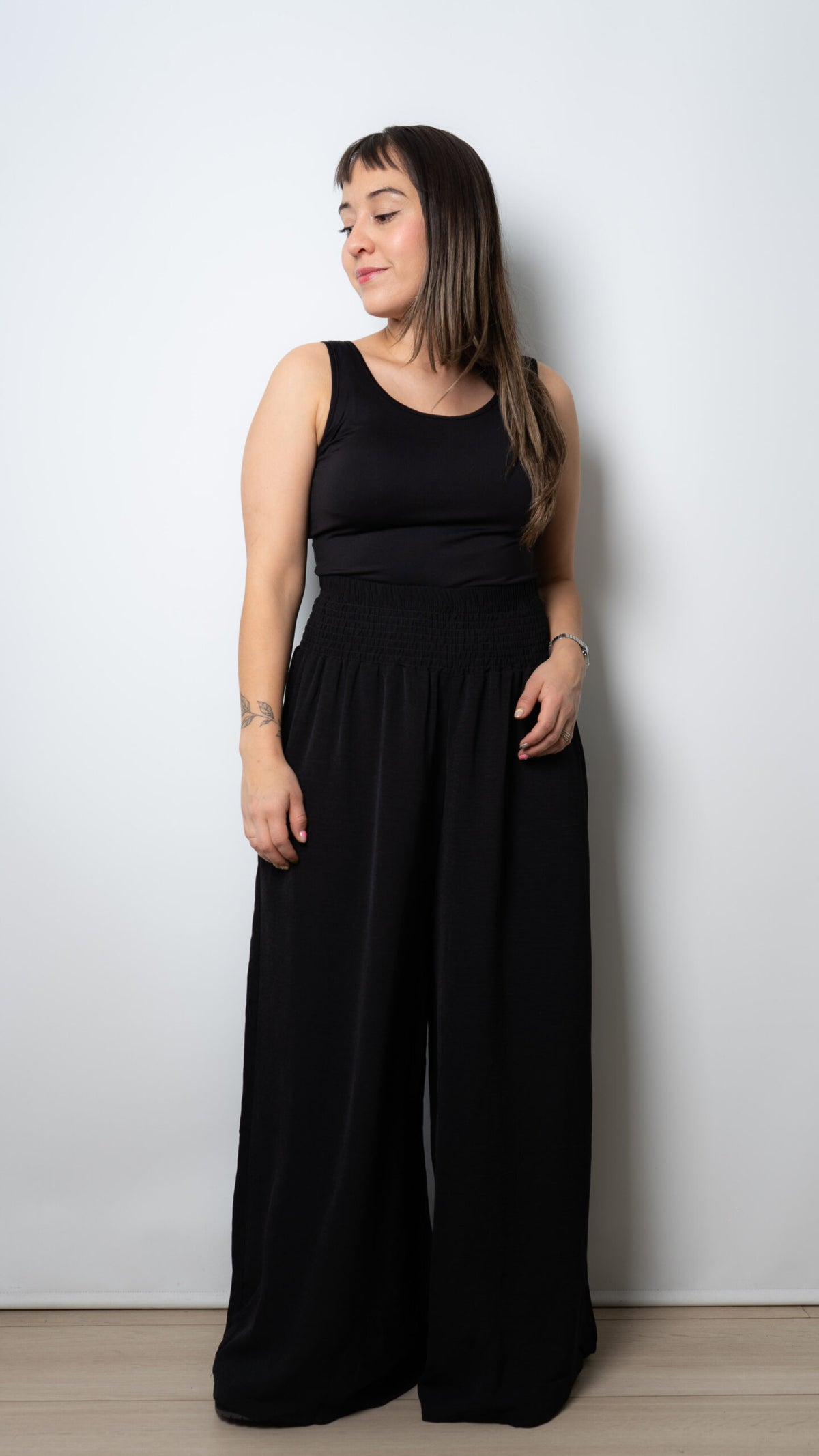 Pantalon palazo panal - Negro