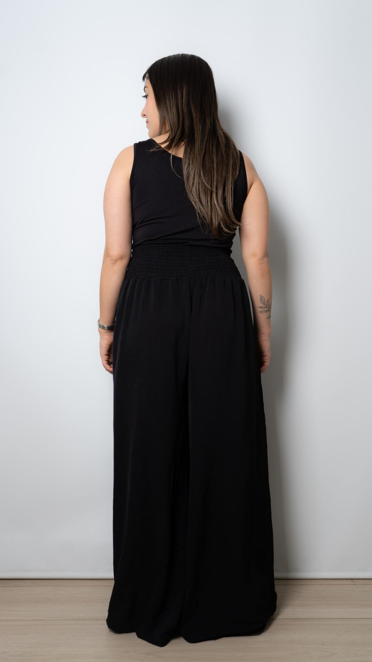 Pantalon palazo panal - Negro