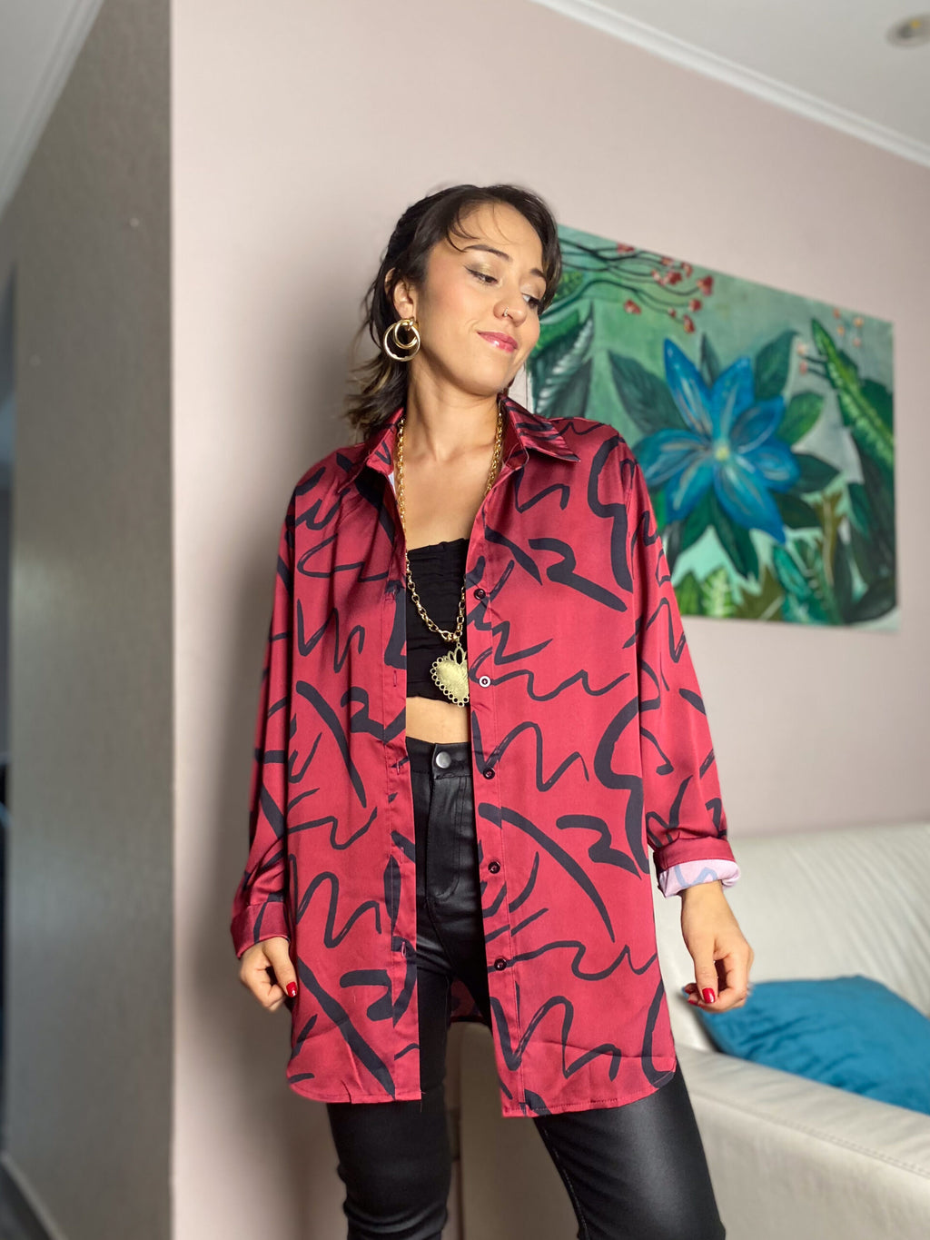 Blusa diseño - Burdeo