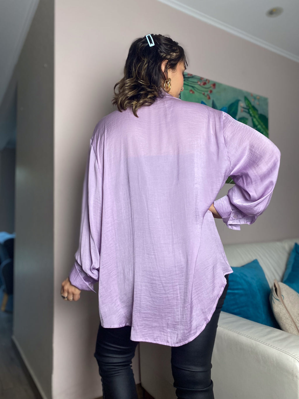 Blusa satín delgadita - Lila