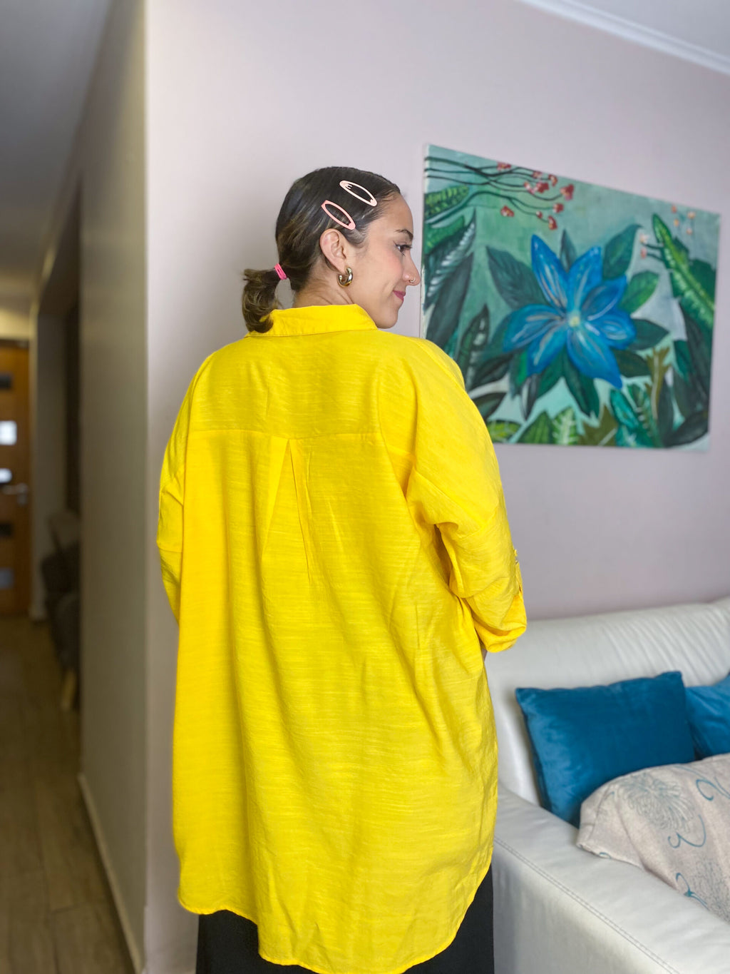 Blusa Mica - Amarillo - bolsillo con brillos