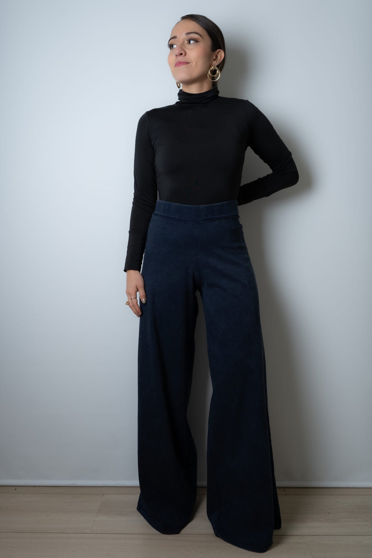 Pantalon Palazzo Gabardina - Azul