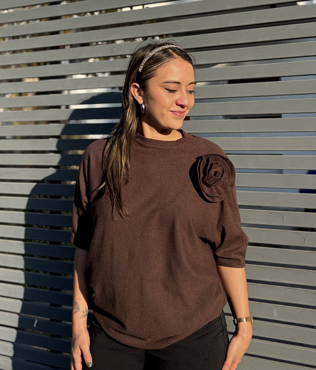 Sweater Miranda - con Flor - Cafe